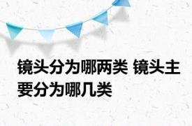 镜头分为哪两类 镜头主要分为哪几类