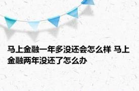 马上金融一年多没还会怎么样 马上金融两年没还了怎么办