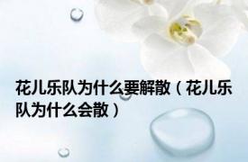 花儿乐队为什么要解散（花儿乐队为什么会散）