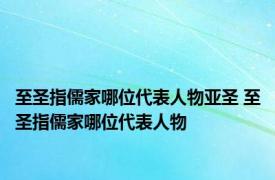 至圣指儒家哪位代表人物亚圣 至圣指儒家哪位代表人物