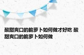 酸甜爽口的脆萝卜如何做才好吃 酸甜爽口的脆萝卜如何做