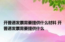 开普通发票需要提供什么材料 开普通发票需要提供什么