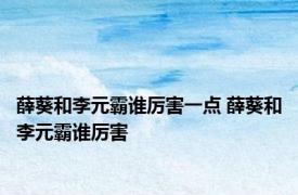 薛葵和李元霸谁厉害一点 薛葵和李元霸谁厉害