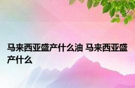 马来西亚盛产什么油 马来西亚盛产什么