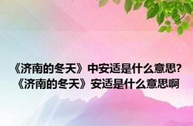 《济南的冬天》中安适是什么意思? 《济南的冬天》安适是什么意思啊