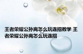 王者荣耀公孙离怎么玩连招教学 王者荣耀公孙离怎么玩连招