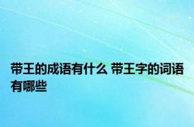 带王的成语有什么 带王字的词语有哪些