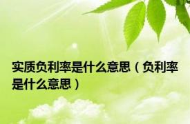 实质负利率是什么意思（负利率是什么意思）