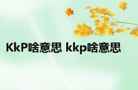 KkP啥意思 kkp啥意思