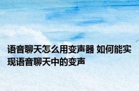 语音聊天怎么用变声器 如何能实现语音聊天中的变声