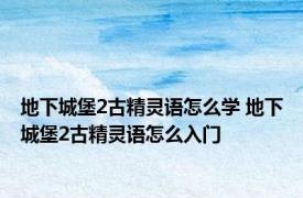 地下城堡2古精灵语怎么学 地下城堡2古精灵语怎么入门