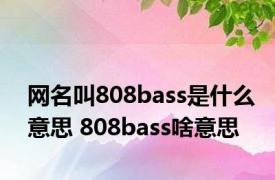 网名叫808bass是什么意思 808bass啥意思