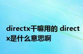 directx干嘛用的 directx是什么意思啊