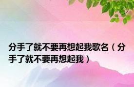 分手了就不要再想起我歌名（分手了就不要再想起我）