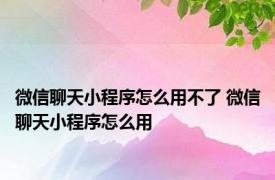 微信聊天小程序怎么用不了 微信聊天小程序怎么用