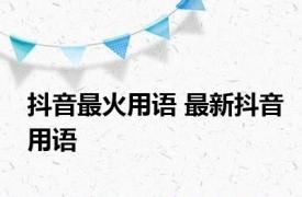 抖音最火用语 最新抖音用语