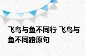 飞鸟与鱼不同行 飞鸟与鱼不同路原句