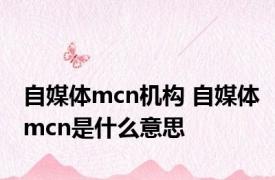 自媒体mcn机构 自媒体mcn是什么意思