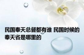 民国奉天总督都有谁 民国时候的奉天省是哪里的