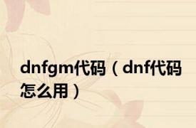 dnfgm代码（dnf代码怎么用）