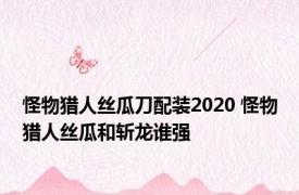 怪物猎人丝瓜刀配装2020 怪物猎人丝瓜和斩龙谁强