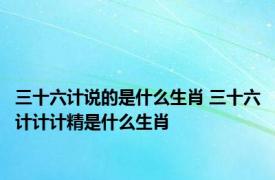 三十六计说的是什么生肖 三十六计计计精是什么生肖