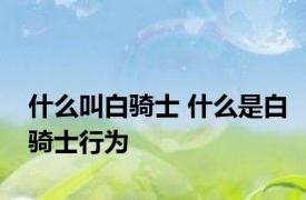 什么叫白骑士 什么是白骑士行为