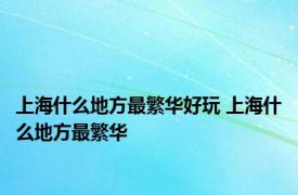 上海什么地方最繁华好玩 上海什么地方最繁华