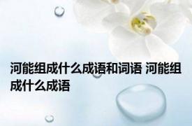 河能组成什么成语和词语 河能组成什么成语