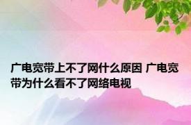 广电宽带上不了网什么原因 广电宽带为什么看不了网络电视