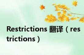 Restrictions 翻译（restrictions）