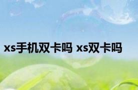 xs手机双卡吗 xs双卡吗