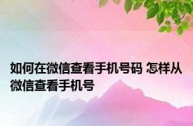 如何在微信查看手机号码 怎样从微信查看手机号