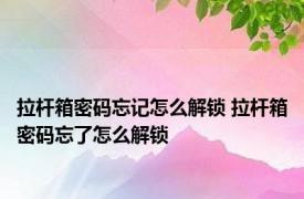 拉杆箱密码忘记怎么解锁 拉杆箱密码忘了怎么解锁