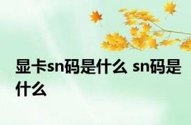 显卡sn码是什么 sn码是什么