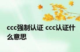 ccc强制认证 ccc认证什么意思