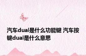 汽车dual是什么功能键 汽车按键dual是什么意思