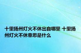 十里扬州灯火不休出自哪里 十里扬州灯火不休意思是什么