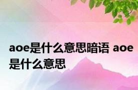 aoe是什么意思暗语 aoe是什么意思