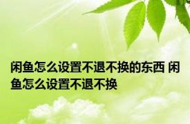 闲鱼怎么设置不退不换的东西 闲鱼怎么设置不退不换