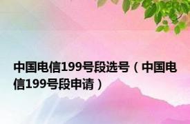 中国电信199号段选号（中国电信199号段申请）