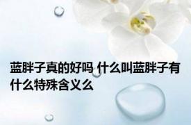 蓝胖子真的好吗 什么叫蓝胖子有什么特殊含义么