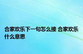 合家欢乐下一句怎么接 合家欢乐什么意思