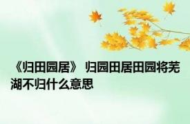 《归田园居》 归园田居田园将芜湖不归什么意思