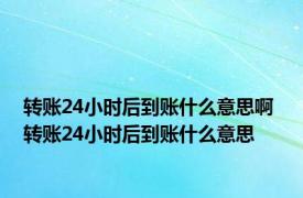 转账24小时后到账什么意思啊 转账24小时后到账什么意思