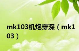 mk103机炮穿深（mk103）