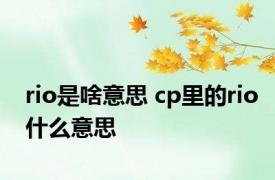 rio是啥意思 cp里的rio什么意思