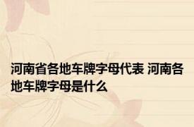 河南省各地车牌字母代表 河南各地车牌字母是什么