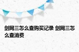 剑网三怎么查购买记录 剑网三怎么查消费