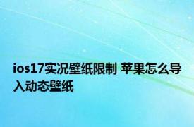 ios17实况壁纸限制 苹果怎么导入动态壁纸